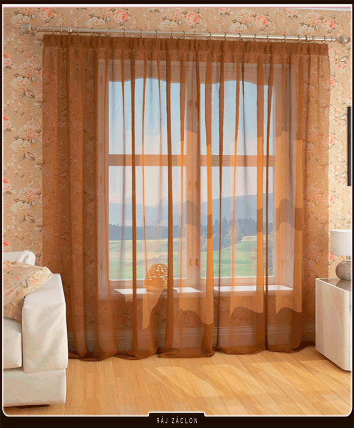  Záclona voálová VICTORIE hnědá v. 100 cm š. 250 cm 