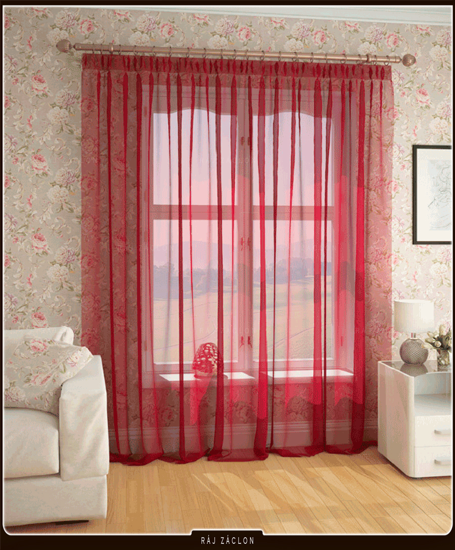 Luxusní voálová záclona bordo - v. 70 až 290 cm, š. 300 cm až 500 cm