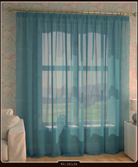 Luxusní voálová záclona modrá - v. 70 až 290 cm, š. 300 cm až 500 cm