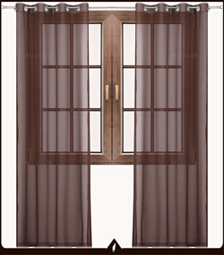 Kusová voálová záclona s kroužky - Jimi, hnědá.