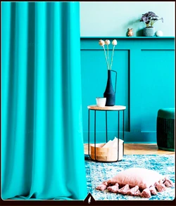 Kusový závěs - Saten tyrkysový, výška 140 až 450 cm, šířka 250 cm