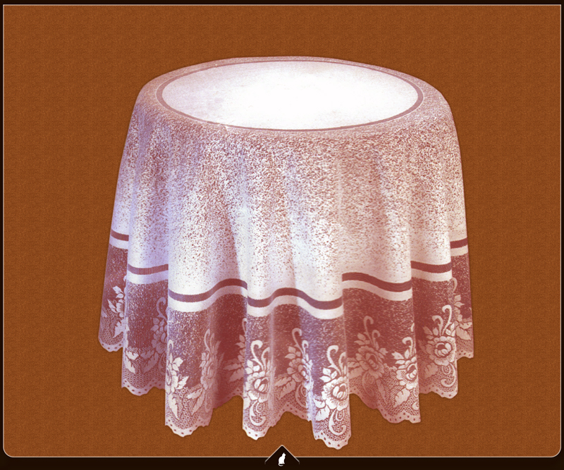 Vyšívaný ubrus kulatý prům. 160 cm růžový.