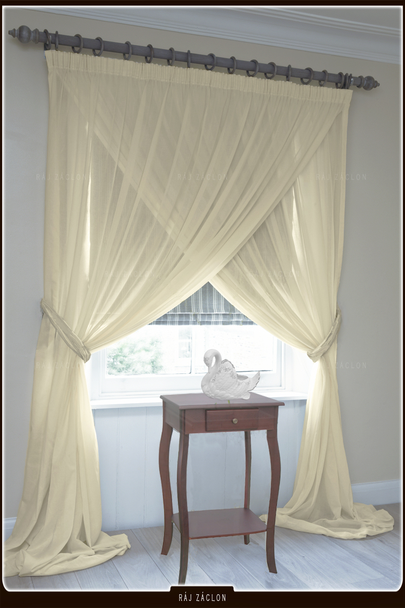Voálová záclona hotová ELISS krémová  - hotová záclona.