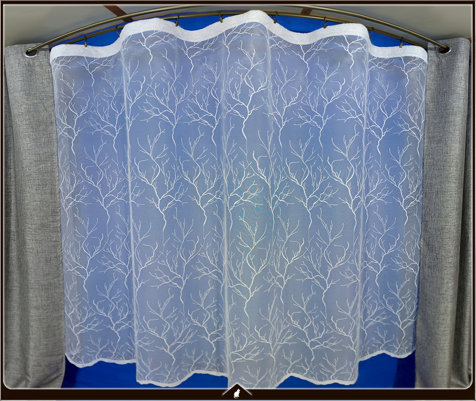 Metrážová záclona bílá - Strom života,  výška 140 až 280 cm