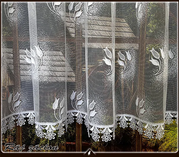 Žakárová záclona hotová Tulipán výška 105 cm - šířka 350 cm 1ks