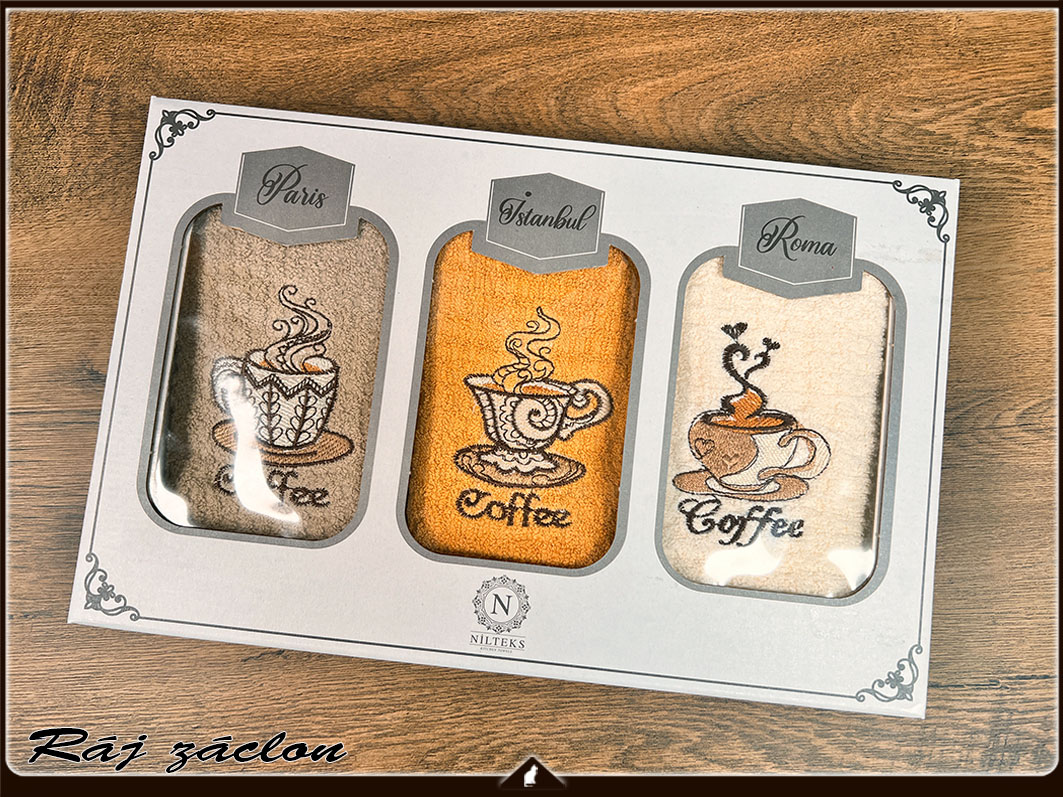 Bavlněné vaflové utěrky 3ks Coffee II