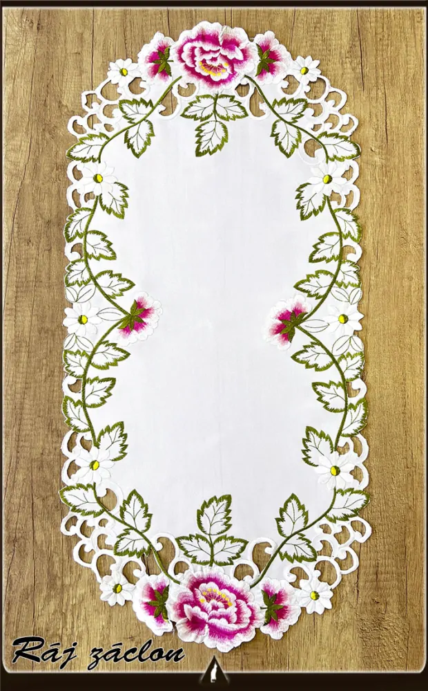 Vyšívaný ubrus 40 cm x 90 cm - Pivoňka