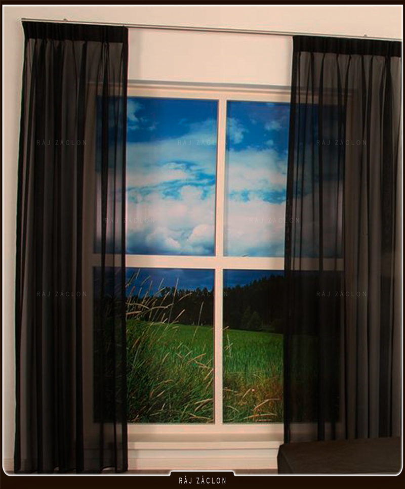 Luxusní voálová záclona černá - v. 70 až 290 cm, š. 300 cm až 500 cm