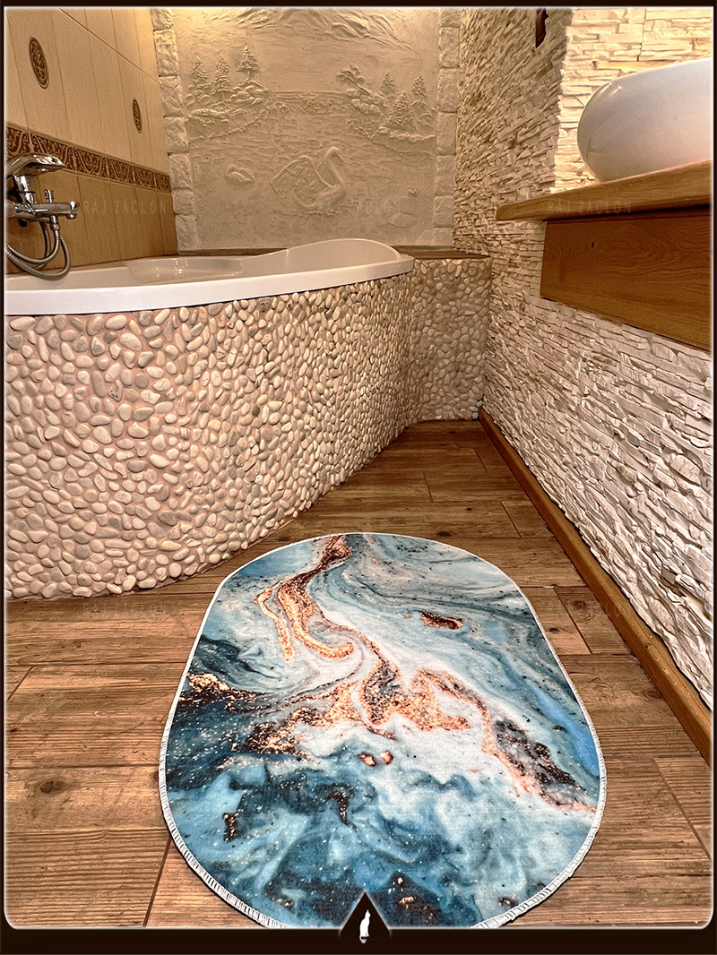 Koupelnová sada předložek Mramor tyrkys 60 x 90 + 60 x 40 cm.