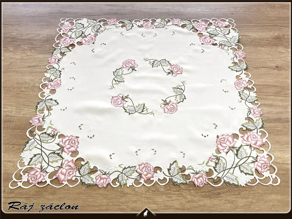 Vyšívaný ubrus 85x85 cm - Růžička.
