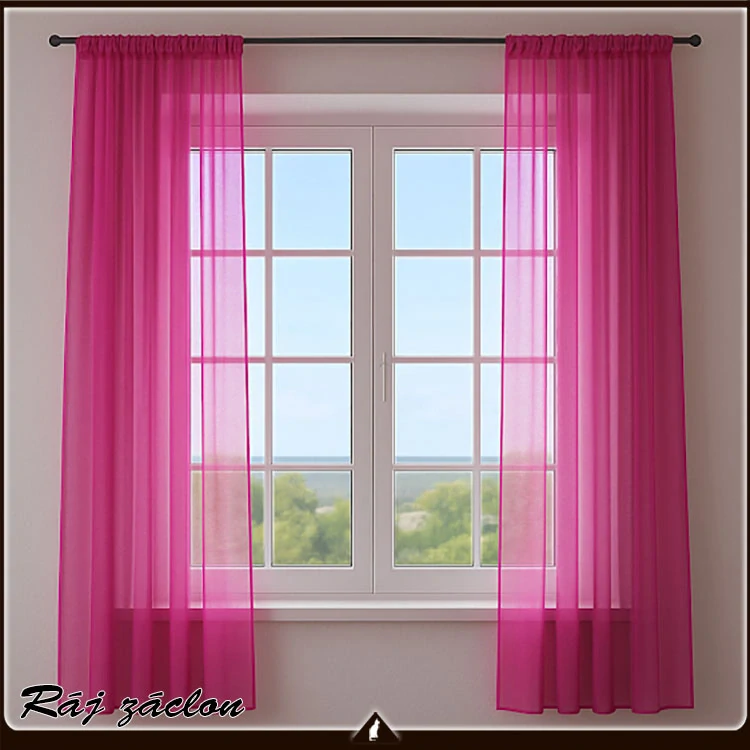 Luxusní voálová záclona růžová  - v. 70 až 290 cm, š. 300 cm až 500 cm