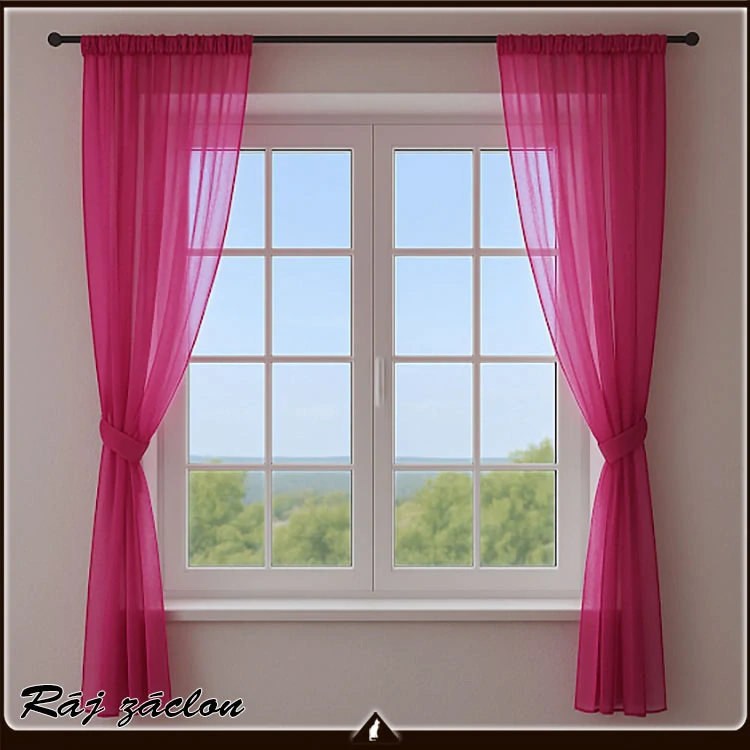 Luxusní voálová záclona růžová  - v. 70 až 290 cm, š. 300 cm až 500 cm