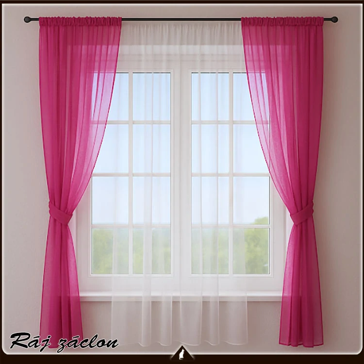 Luxusní voálová záclona růžová  - v. 70 až 290 cm, š. 300 cm až 500 cm